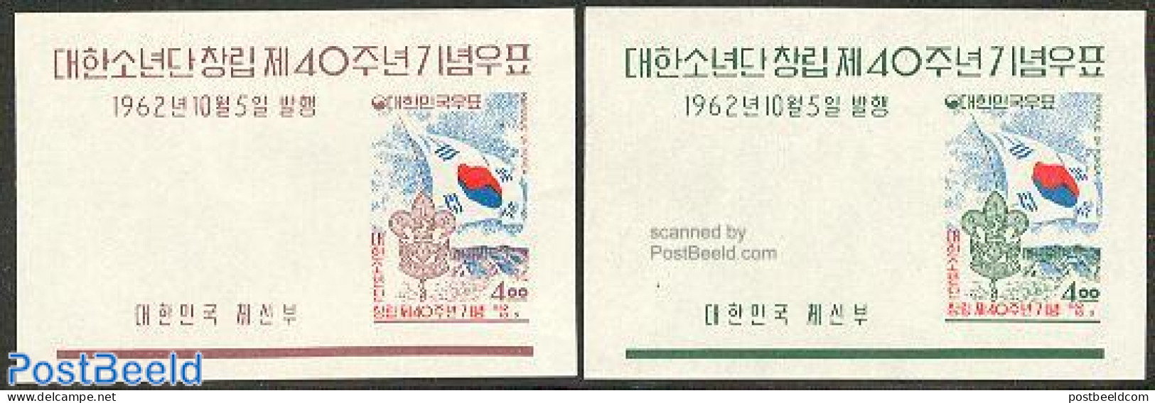 Korea, South 1962 Scouting 2 S/s, Mint NH, History - Sport - Flags - Scouting - Corea Del Sur