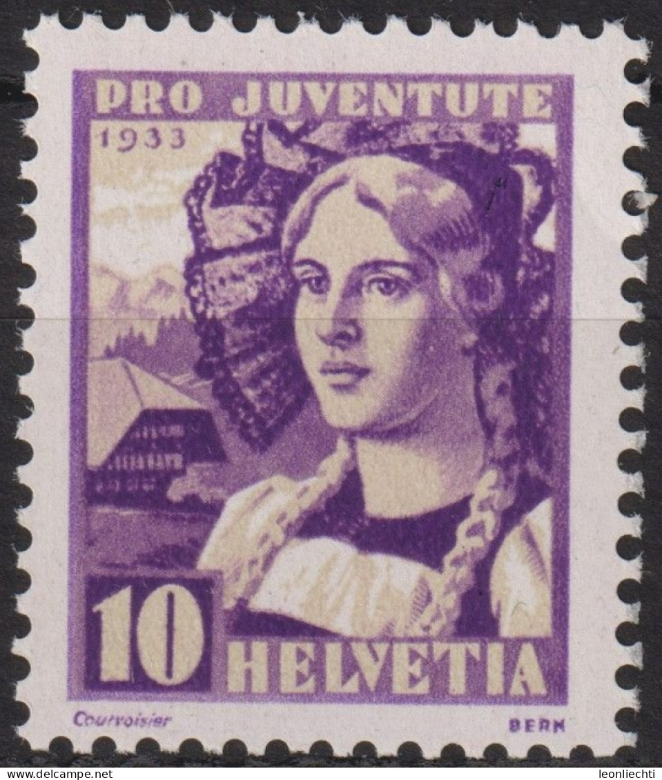 1934 Schweiz / Pro Juventute ** Mi:CH 282, Yt:CH 279, Zum:CH J70  Frauenfrachten, Walliserin - Unused Stamps
