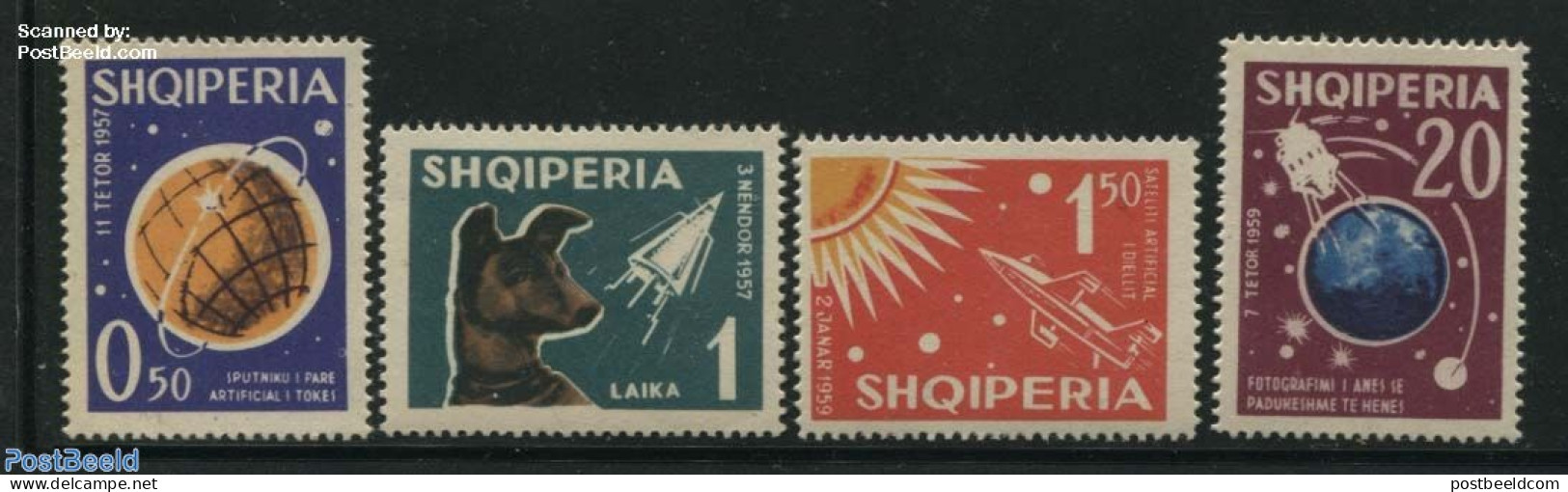 Albania 1962 Space 4v, Mint NH, Nature - Transport - Dogs - Space Exploration - Albanië