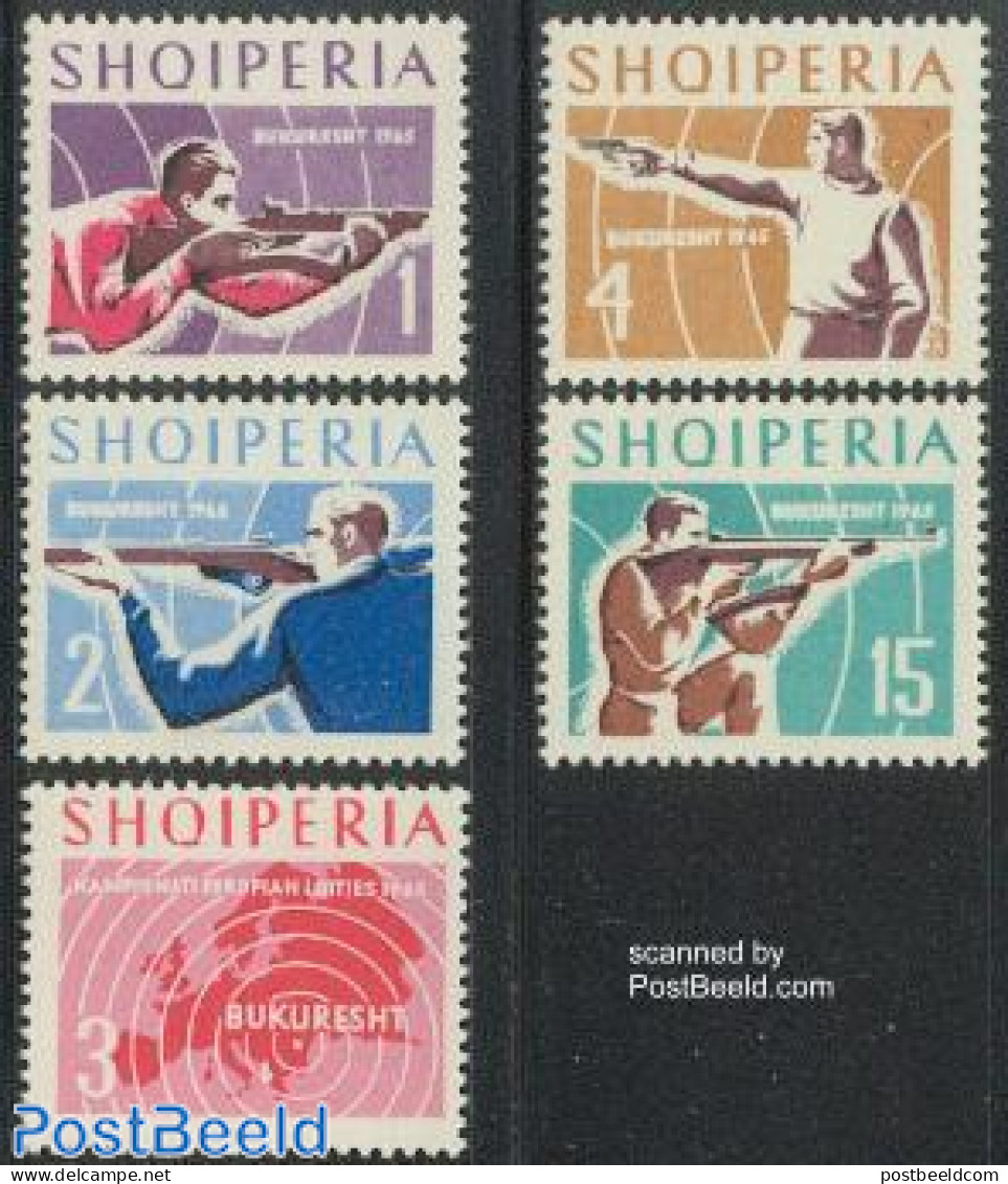 Albania 1965 European Shooting Games 5v, Mint NH, History - Sport - Europa Hang-on Issues - Shooting Sports - Sport (o.. - European Ideas