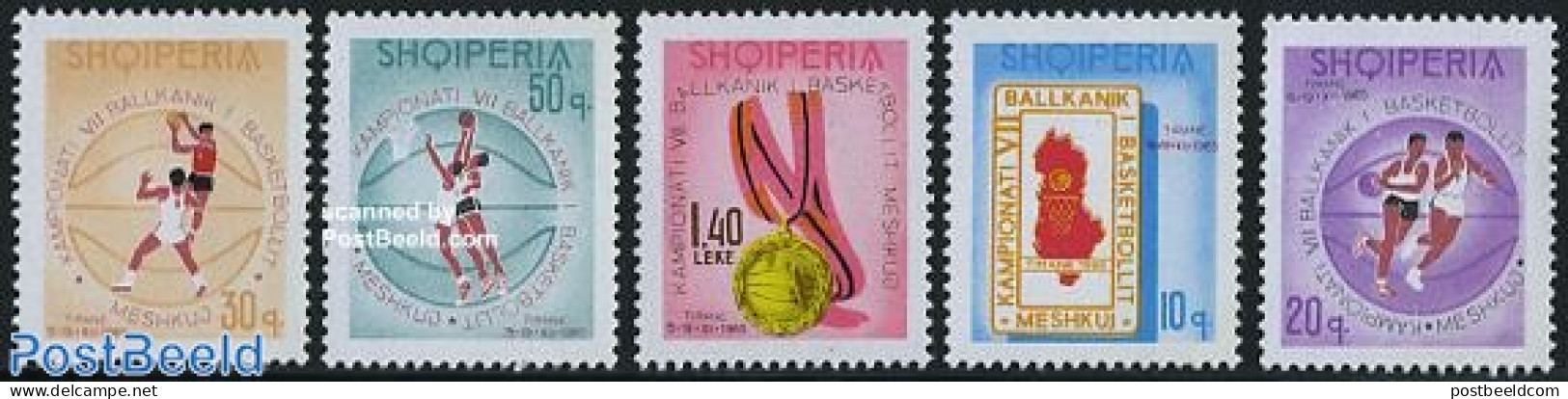 Albania 1965 Basketball Games 5v, Mint NH, History - Sport - Europa Hang-on Issues - Basketball - Sport (other And Mix.. - Ideas Europeas