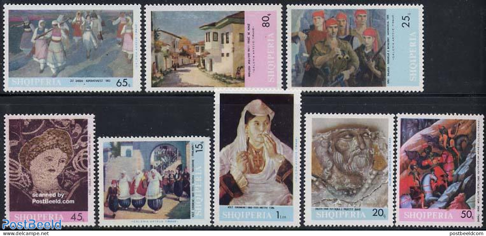 Albania 1967 Paintings 8v, Mint NH, Nature - Various - Horses - Costumes - Art - Modern Art (1850-present) - Paintings - Disfraces