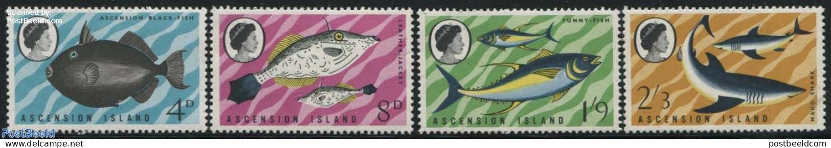 Ascension 1968 Fish (I) 4v, Mint NH, Nature - Fish - Sharks - Pesci