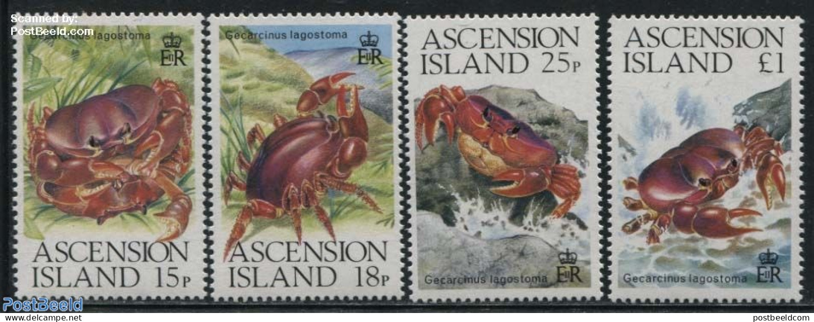 Ascension 1989 Crabs 4v, Mint NH, Nature - Shells & Crustaceans - Crabs And Lobsters - Meereswelt