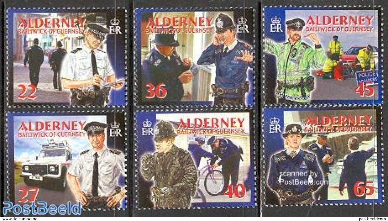 Alderney 2003 Police 6v, Mint NH, Sport - Transport - Various - Cycling - Automobiles - Police - Radsport