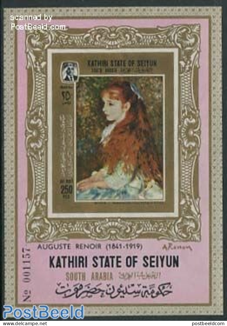 Aden 1967 Seiyun, Renoir Painting S/s Imperforated, Mint NH, Art - Modern Art (1850-present) - Paintings - Other & Unclassified