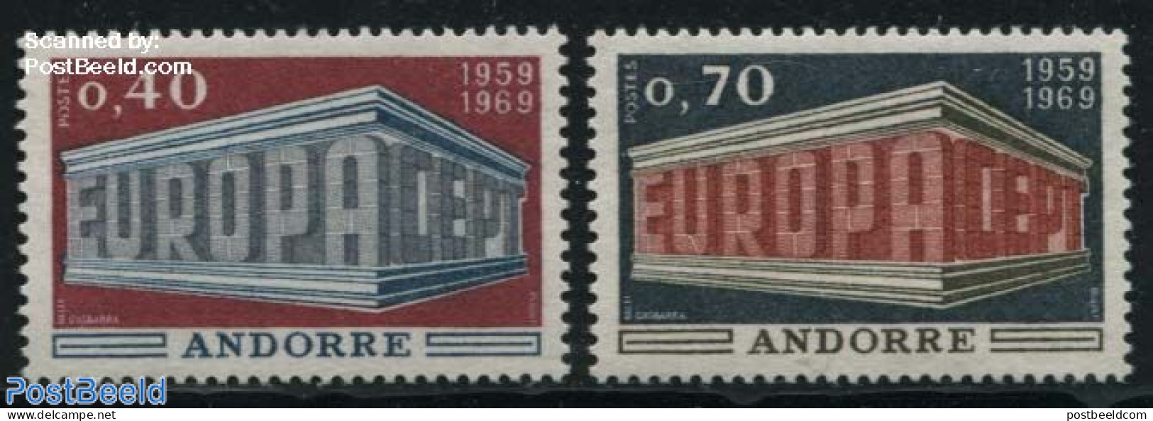 Andorra, French Post 1969 Europa CEPT 2v, Mint NH, History - Europa (cept) - Nuevos