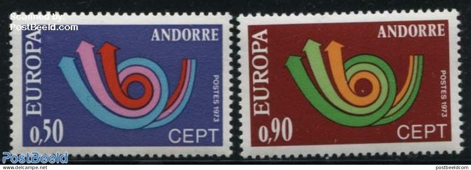 Andorra, French Post 1973 Europa CEPT 2v, Mint NH, History - Europa (cept) - Nuevos