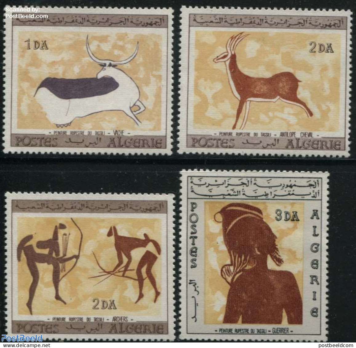 Algeria 1967 Tassili Rock Paintings 4v, Mint NH, Art - Cave Paintings - Unused Stamps