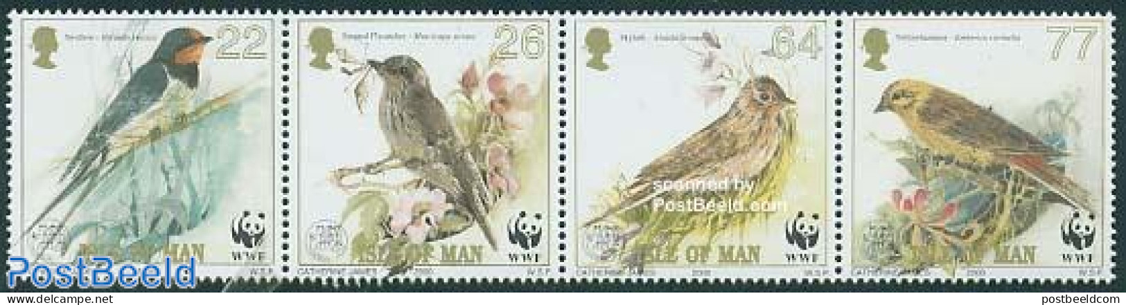 Isle Of Man 2000 WWF, Singing Birds 4v [:::], Mint NH, Nature - Birds - World Wildlife Fund (WWF) - Man (Ile De)