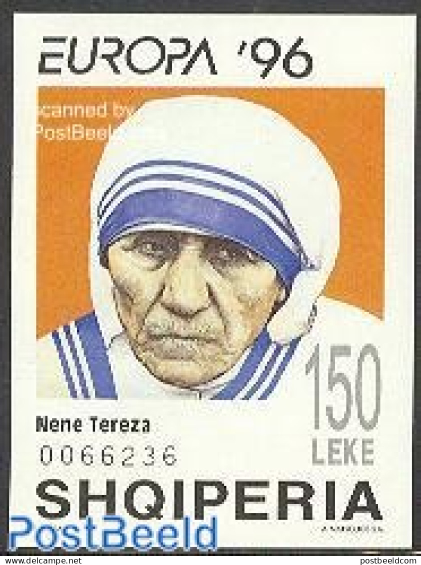 Albania 1996 Europa, Mother Theresa S/s, Mint NH, History - Europa (cept) - Nobel Prize Winners - Women - Nobelprijs