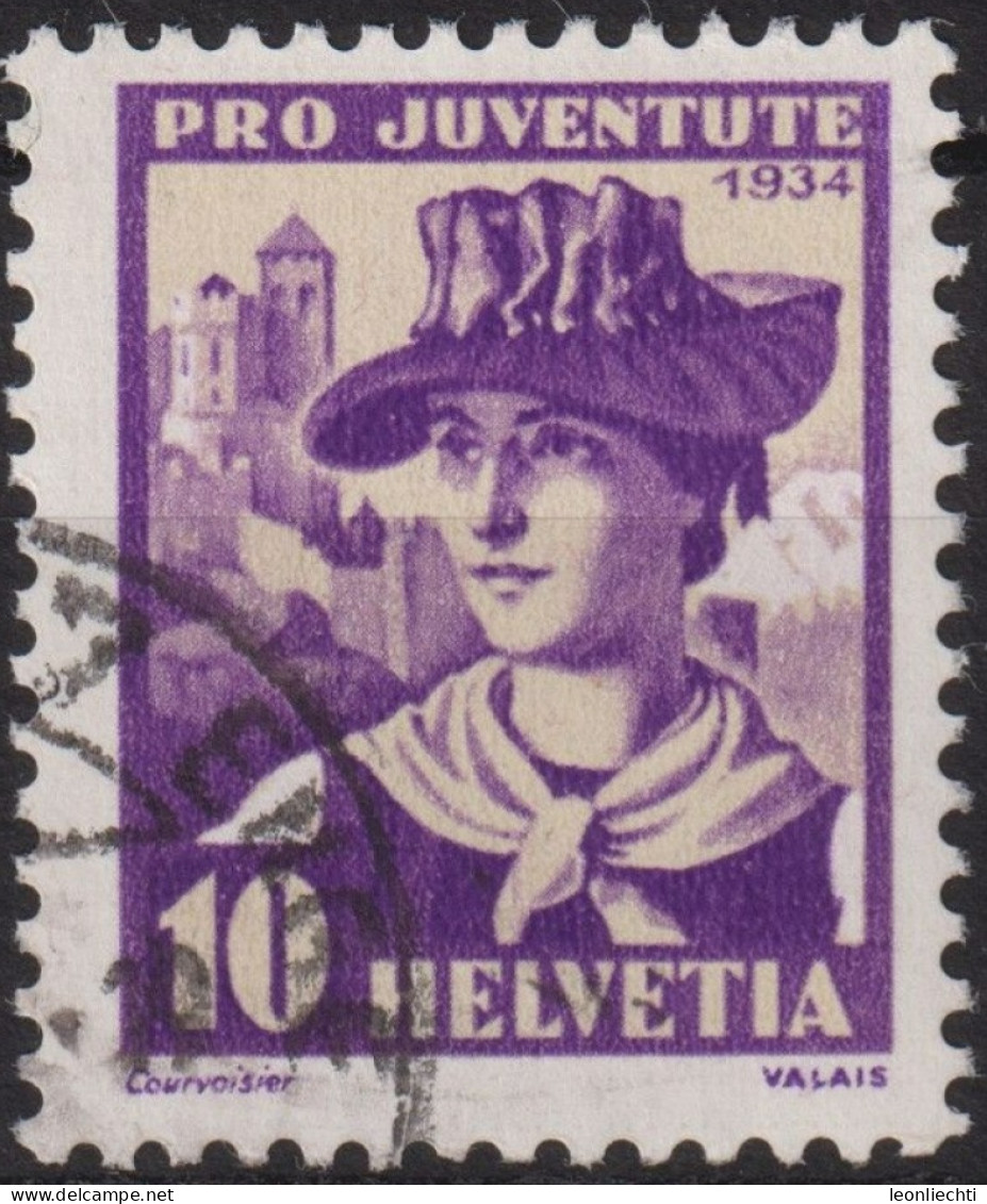 1934 Schweiz / Pro Juventute ° Mi:CH 282, Yt:CH 279, Zum:CH J70  Frauenfrachten, Walliserin - Used Stamps