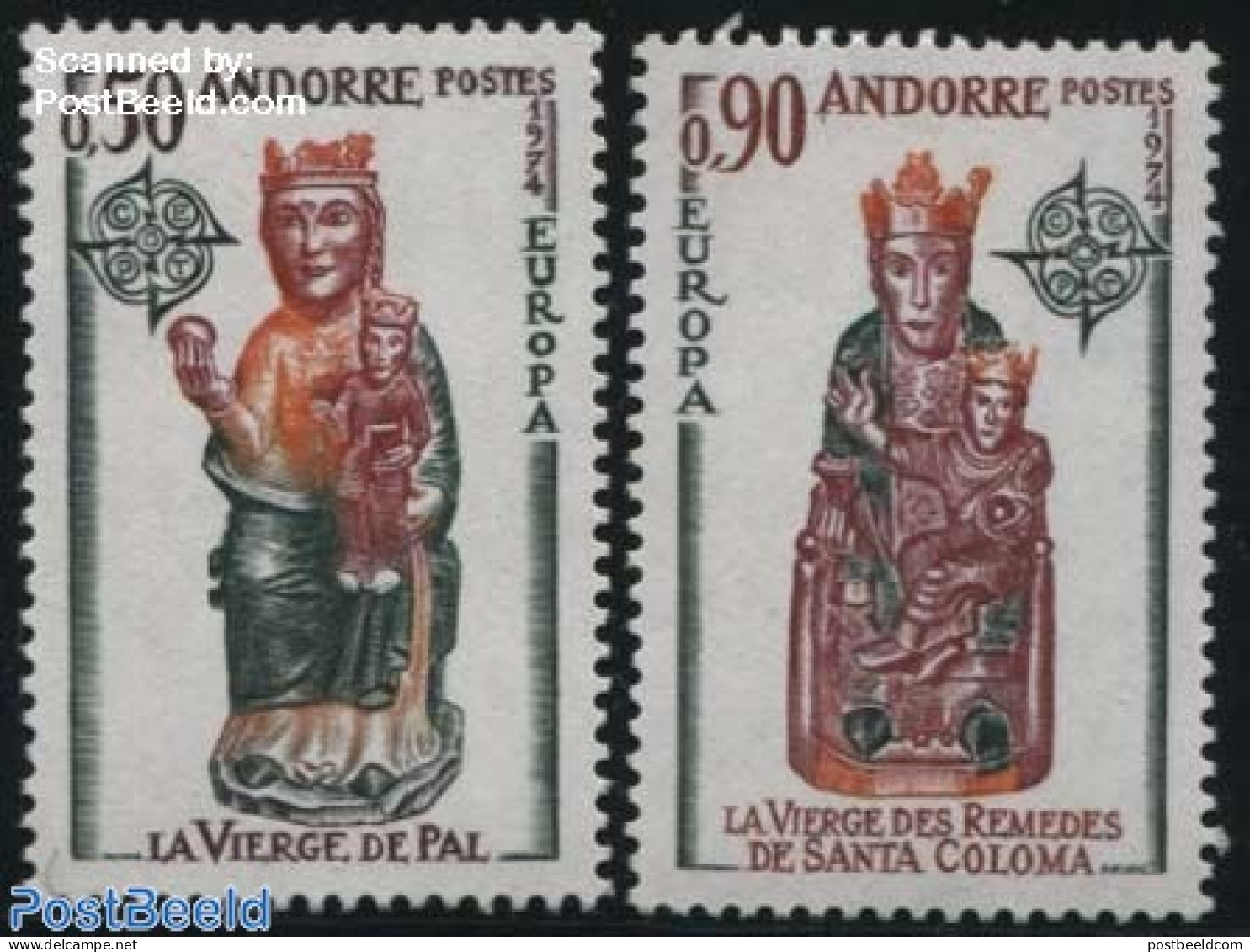Andorra, French Post 1974 Europa CEPT 2v, Mint NH, History - Religion - Europa (cept) - Religion - Art - Sculpture - Neufs