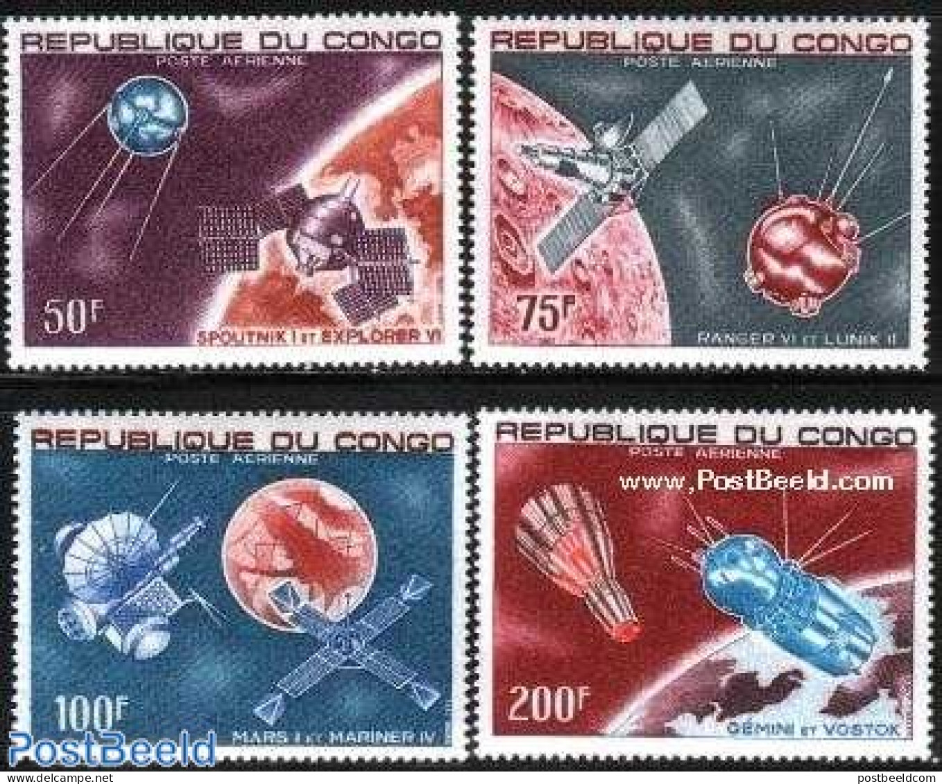 Congo Republic 1967 Space Exploration 4v, Mint NH, Transport - Space Exploration - Otros & Sin Clasificación