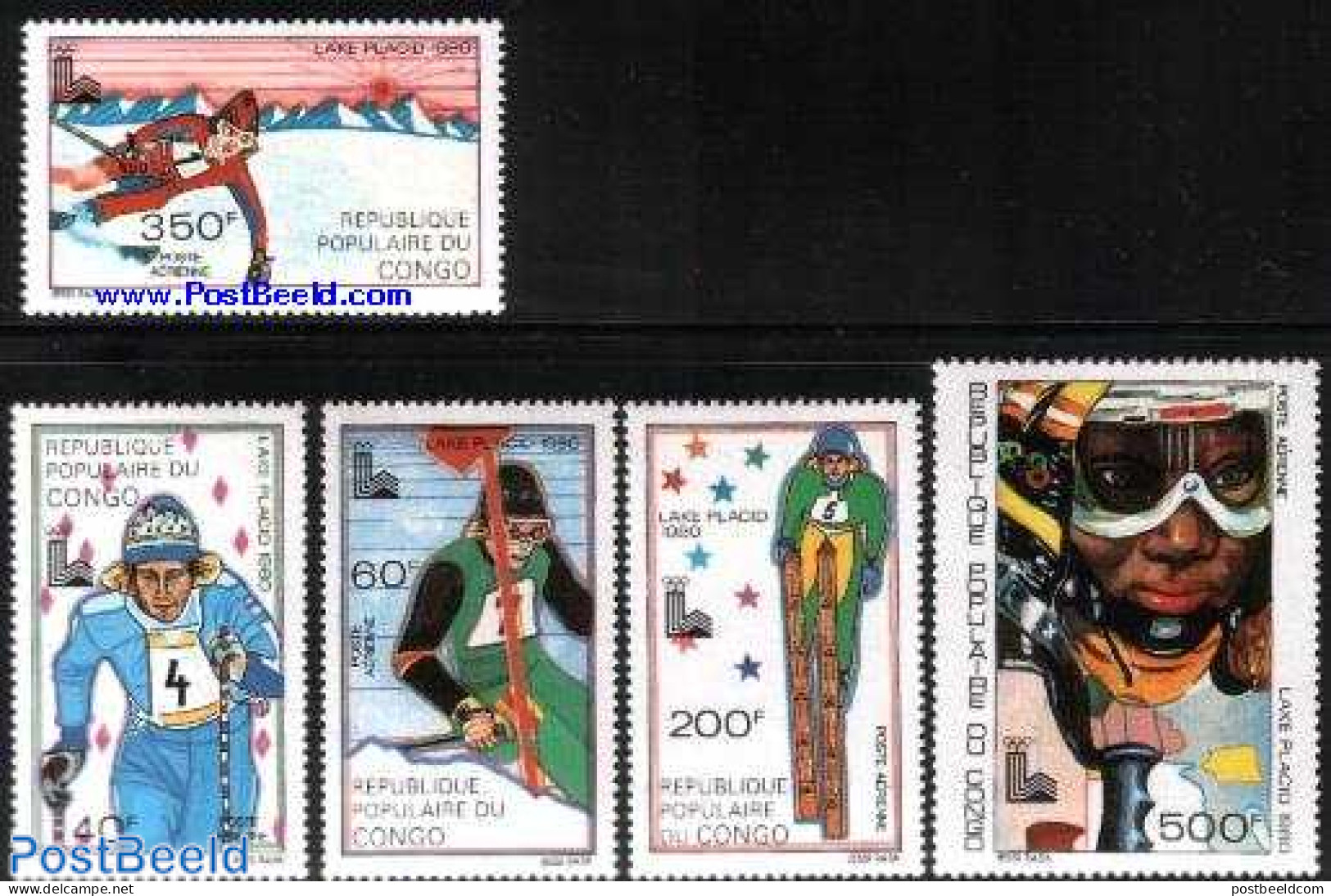 Congo Republic 1979 Olympic Winter Games 5v, Mint NH, Sport - Olympic Winter Games - Skiing - Ski