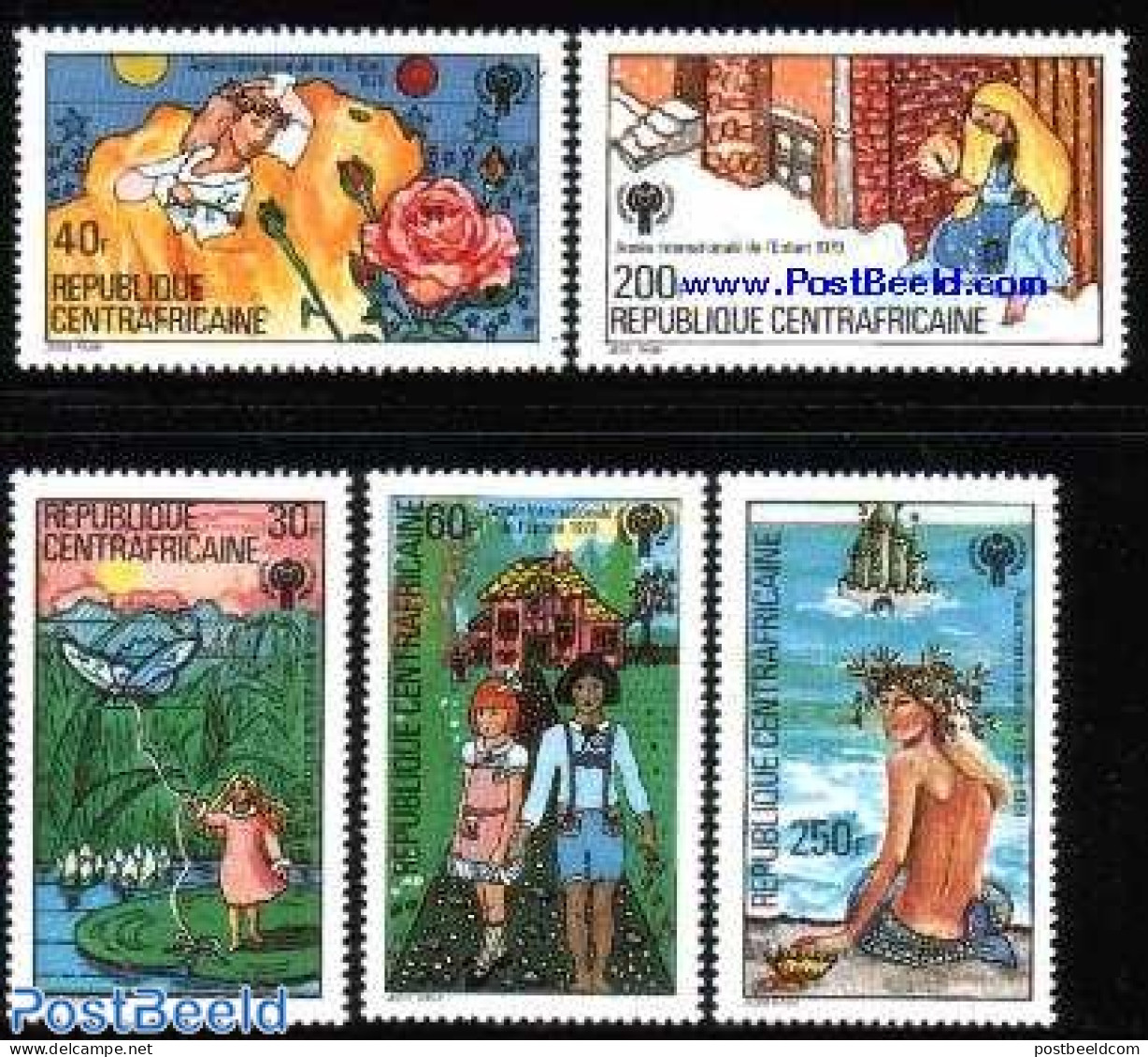 Central Africa 1979 Fairy Tales, Year Of The Child 5v, Mint NH, Nature - Various - Insects - Roses - Year Of The Child.. - Contes, Fables & Légendes