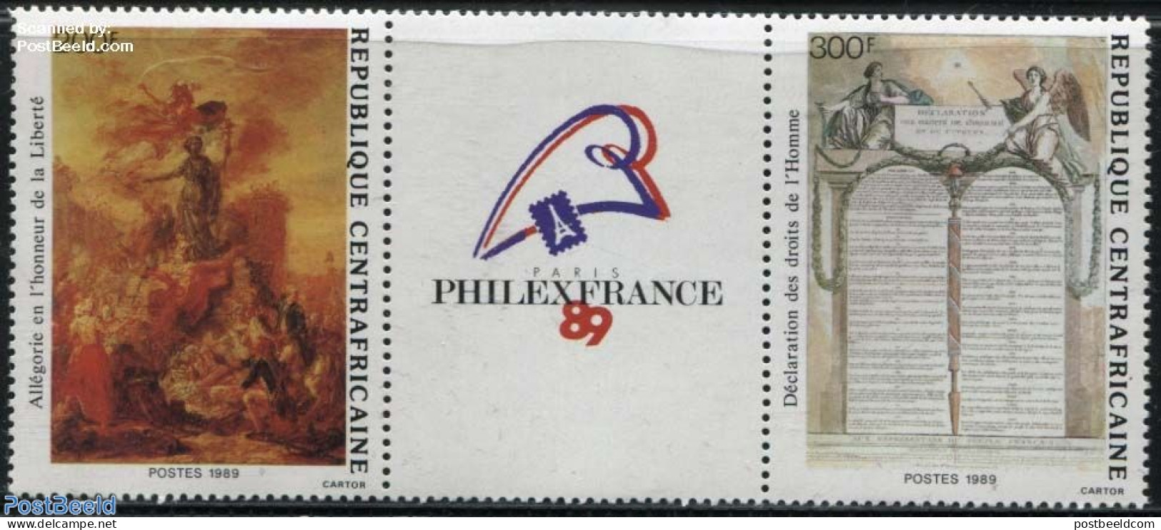 Central Africa 1989 Philexfrance 2v+tab [::], Mint NH, Art - Paintings - Central African Republic