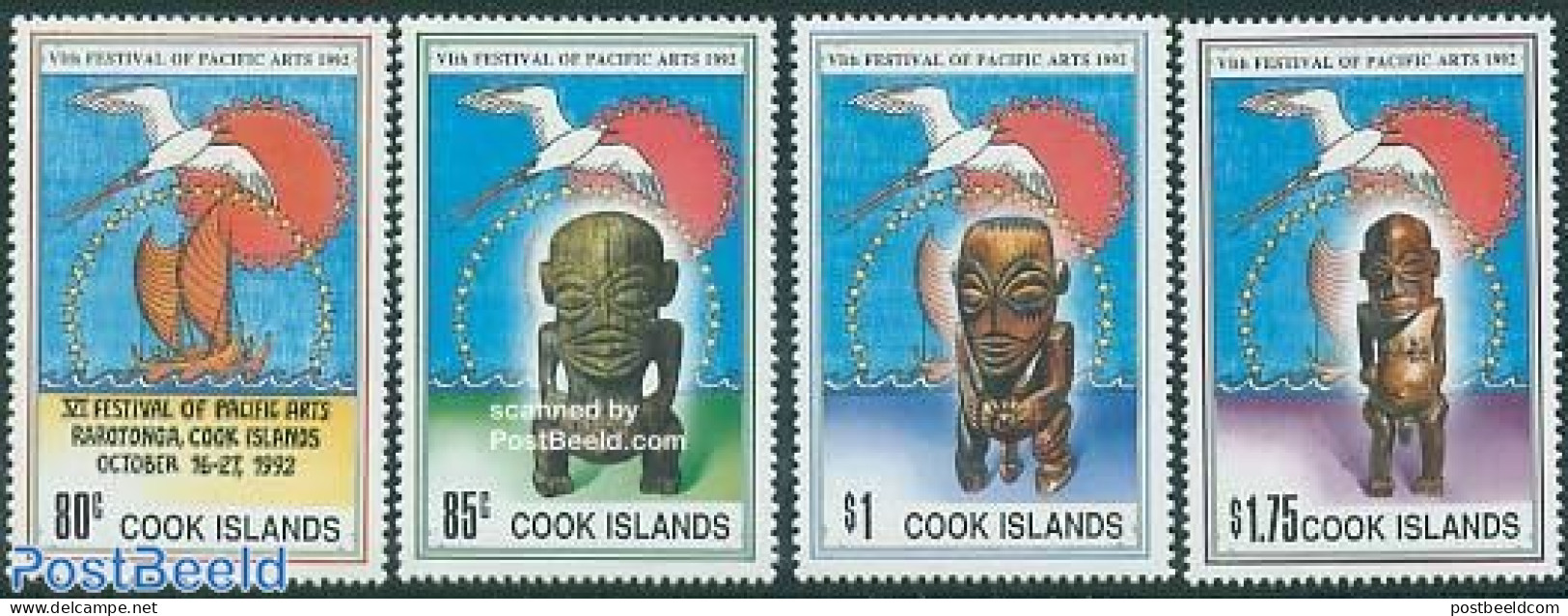 Cook Islands 1992 Art Festival 4v, Mint NH, Nature - Transport - Birds - Ships And Boats - Art - Art & Antique Objects.. - Schiffe