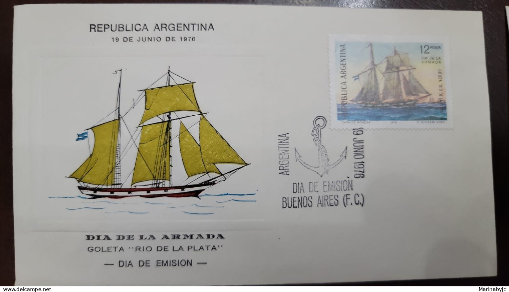 D)1976, ARGENTINA, FIRST DAY COVER, ISSUE, NAVY DAY, SCHOON "RÍO DE LA PLATA", FDC - Other & Unclassified