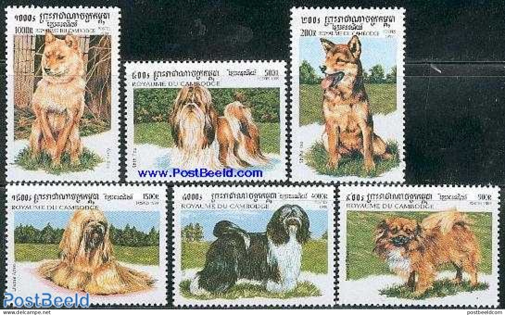 Cambodia 1999 Dogs 6v, Mint NH, Nature - Dogs - Cambodge