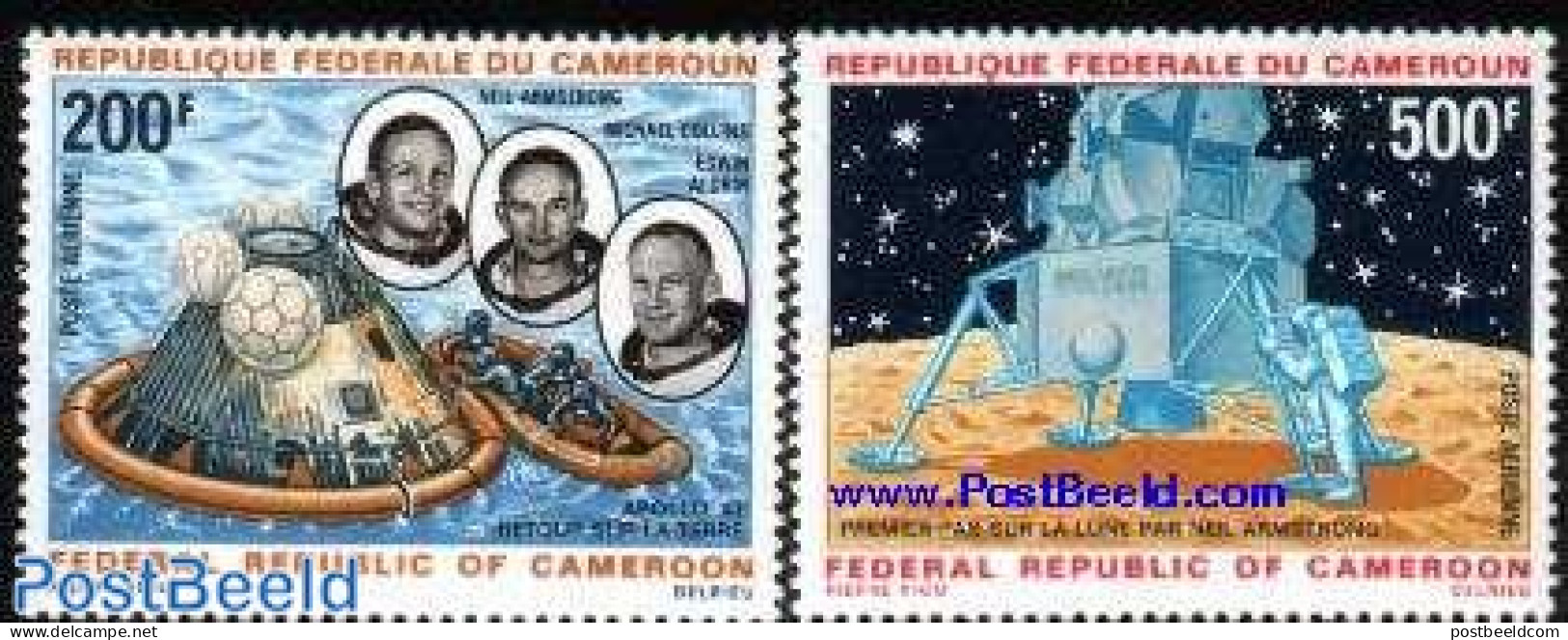 Cameroon 1969 Apollo 11 2v, Mint NH, Transport - Space Exploration - Cameroun (1960-...)