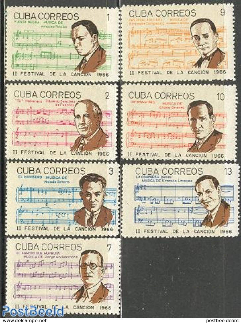 Cuba 1966 Song Festival 7v, Mint NH, Performance Art - Music - Nuovi