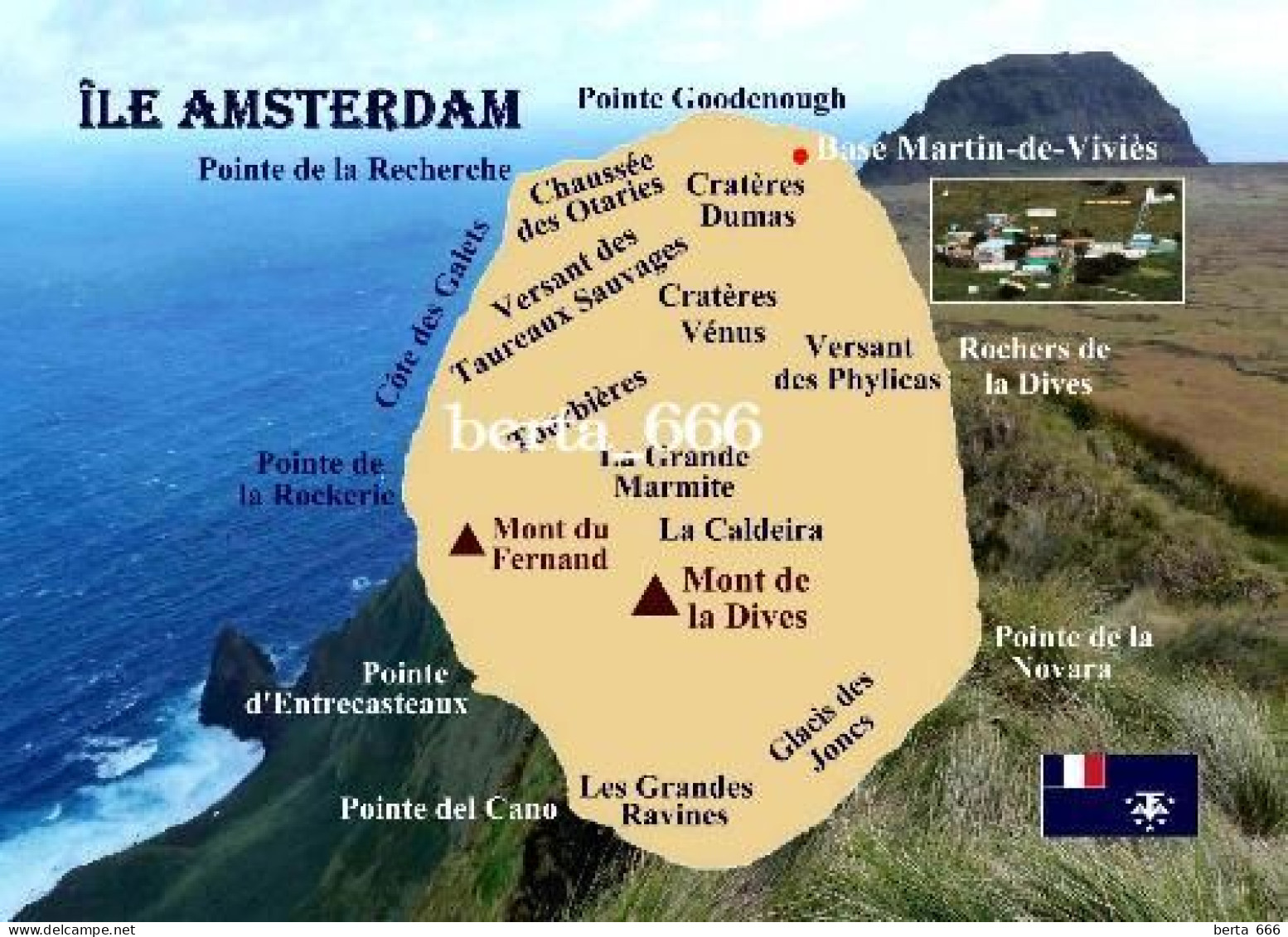 TAAF Amsterdam Island Map UNESCO New Postcard * Carte Geographique * Landkarte - TAAF : Franz. Süd- Und Antarktisgebiete