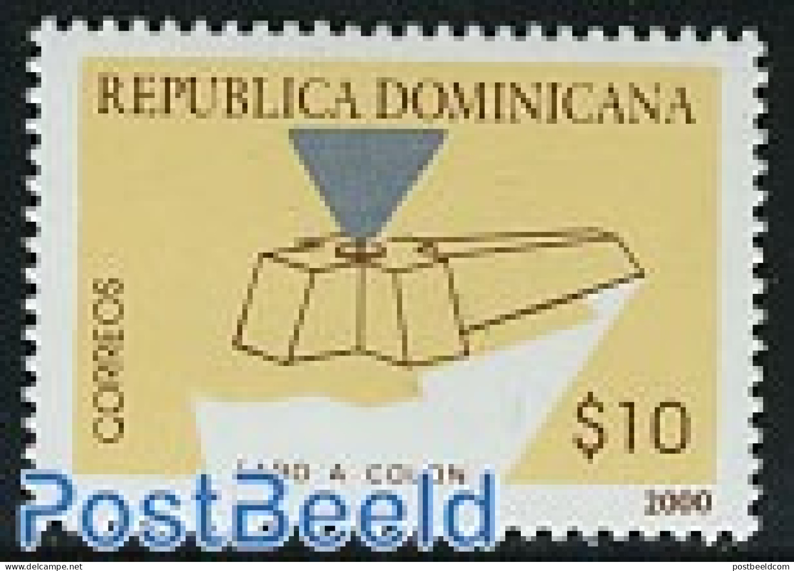 Dominican Republic 2000 Columbus Lighthouse 1v (yellow/silver), Mint NH, Various - Lighthouses & Safety At Sea - Faros