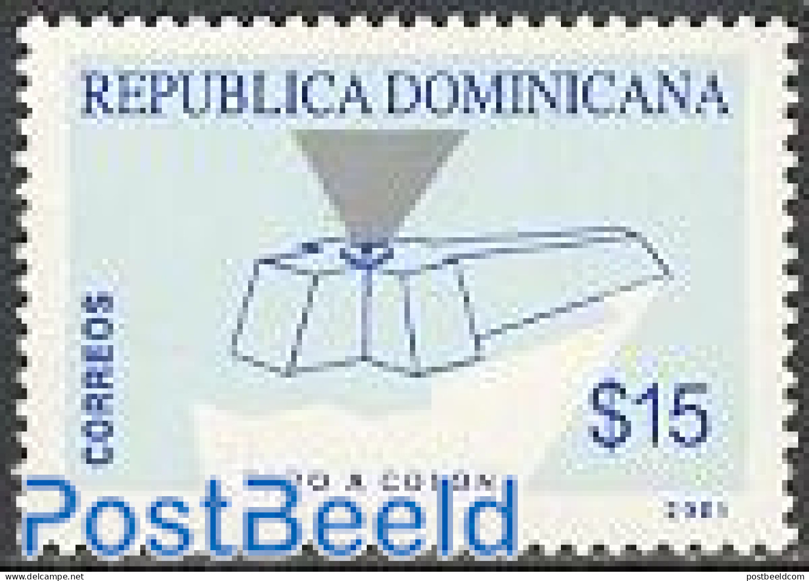 Dominican Republic 2001 Columbus Lighthouse (blue/silver) 1V, Mint NH, Various - Lighthouses & Safety At Sea - Phares