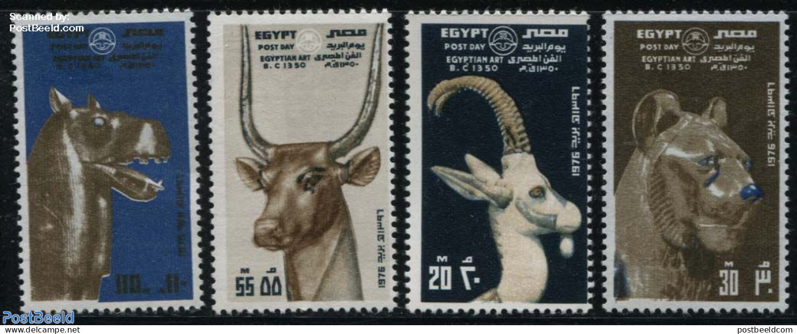 Egypt (Republic) 1976 Grave Sculptures 4v, Mint NH, History - Archaeology - Art - Art & Antique Objects - Sculpture - Unused Stamps