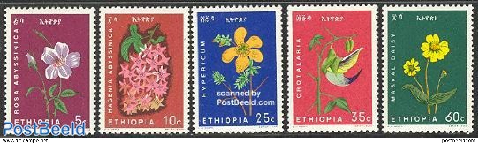 Ethiopia 1965 Flowers 5v, Mint NH, Nature - Flowers & Plants - Etiopía