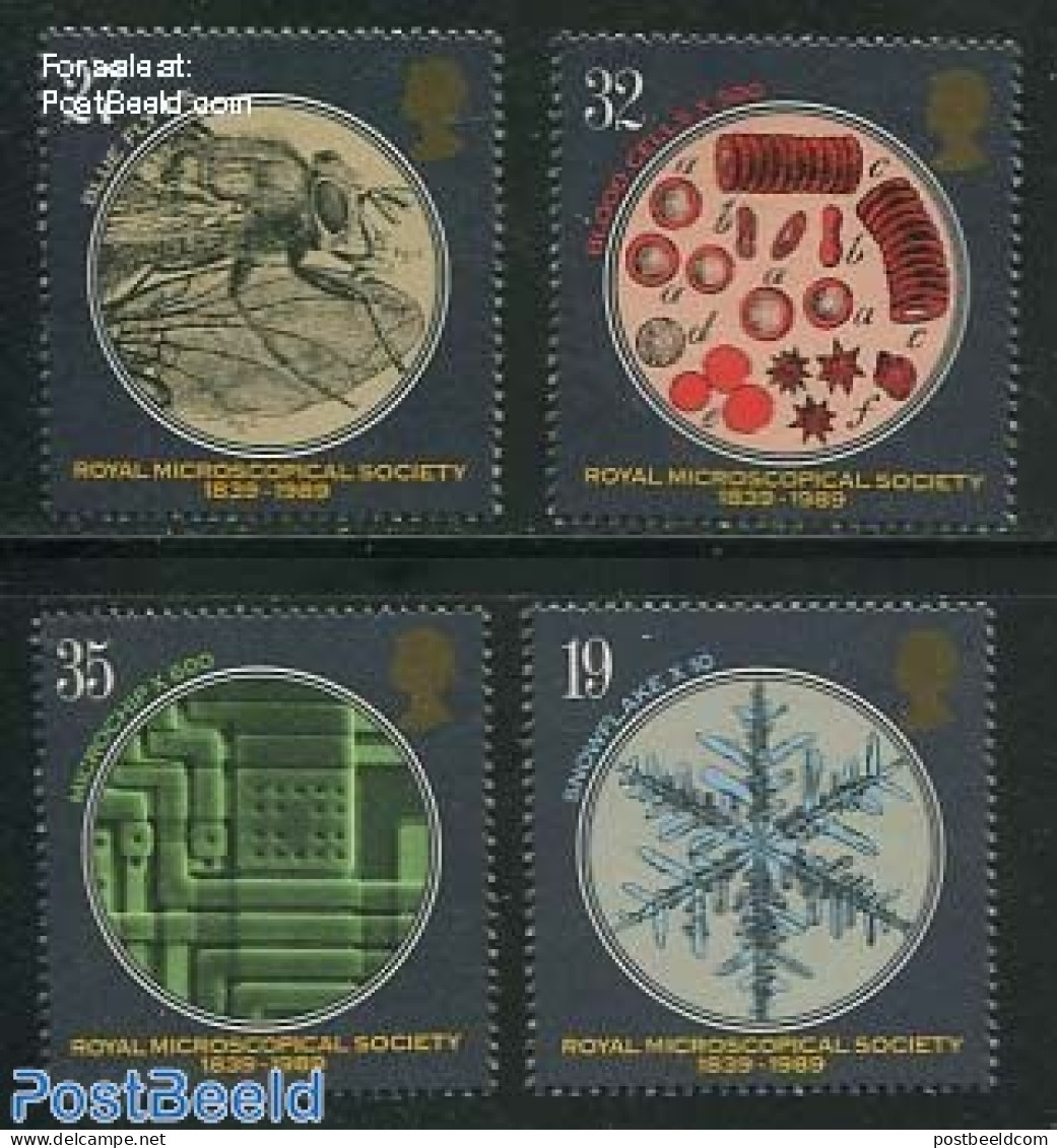 Great Britain 1989 Microscopes 4v, Mint NH, Nature - Insects - Neufs