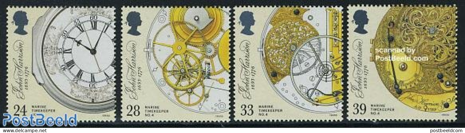 Great Britain 1993 John Harrison 4v, Mint NH, Science - Weights & Measures - Art - Art & Antique Objects - Clocks - Nuovi