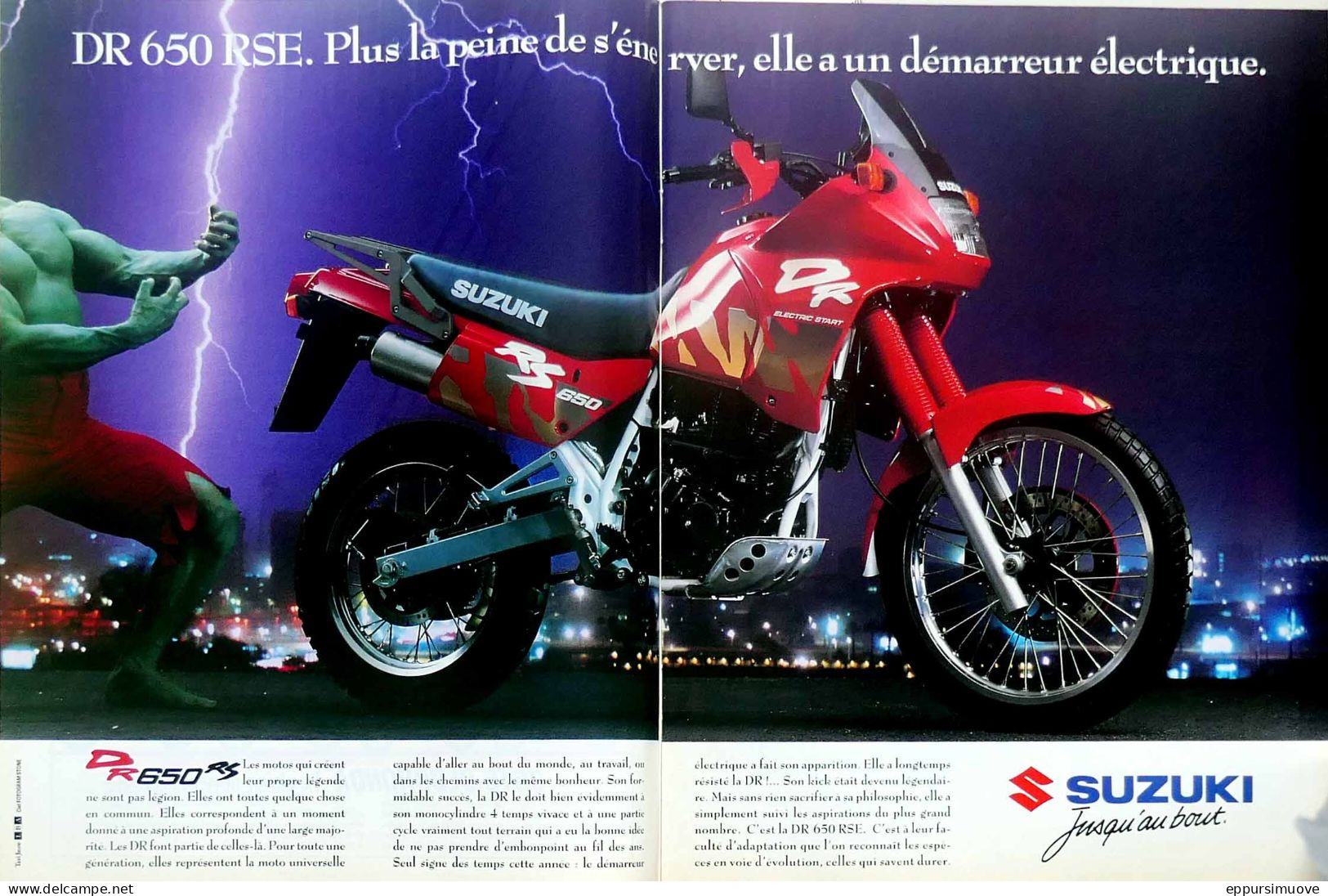 Publicité Papier 2 Pages  MOTO SUZUKI DR 650 Mai 1991 MJFL - Advertising