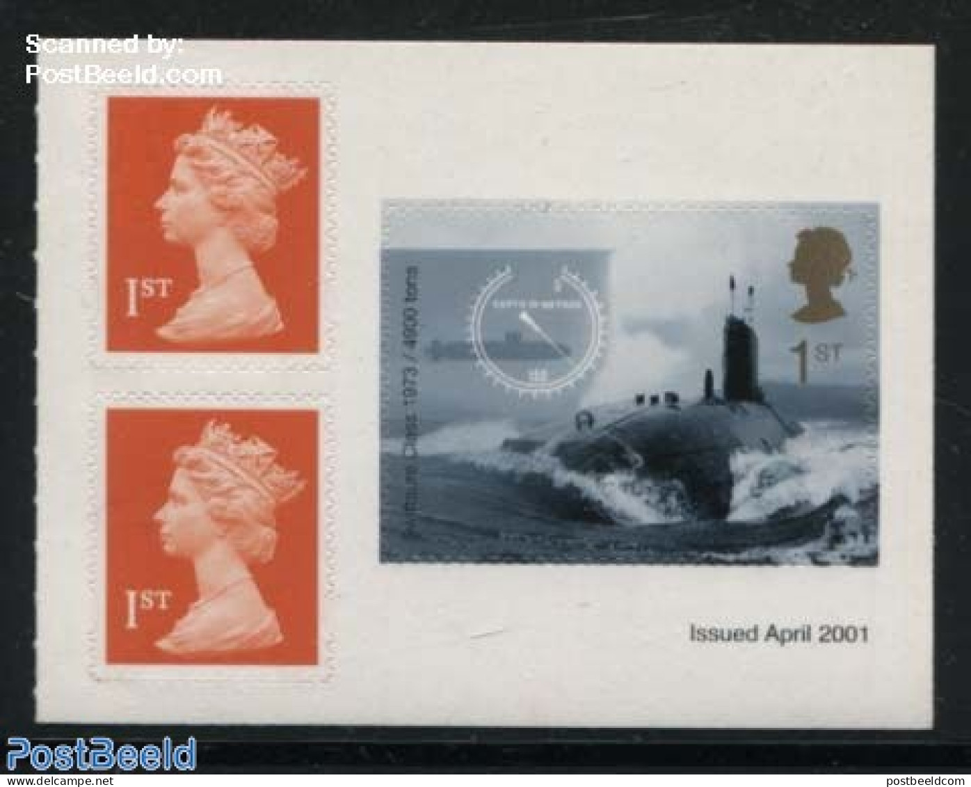 Great Britain 2001 Submarines 1v S-a In Booklet Pane, Mint NH, History - Transport - Decorations - Ships And Boats - Ungebraucht