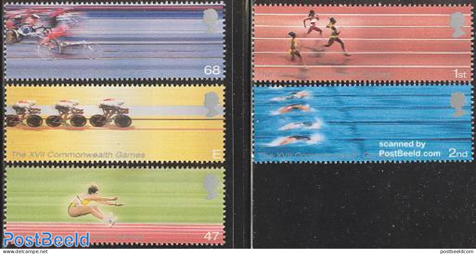 Great Britain 2002 Commonwealth Games 5v, Mint NH, Sport - Athletics - Cycling - Sport (other And Mixed) - Swimming - Neufs