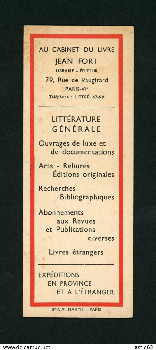 Marque Page Ancien  Libraire Cabinet Du Livre  Jean Fort   79 Rue De Vaugirard Paris   Illustration Marmy - Marcapáginas