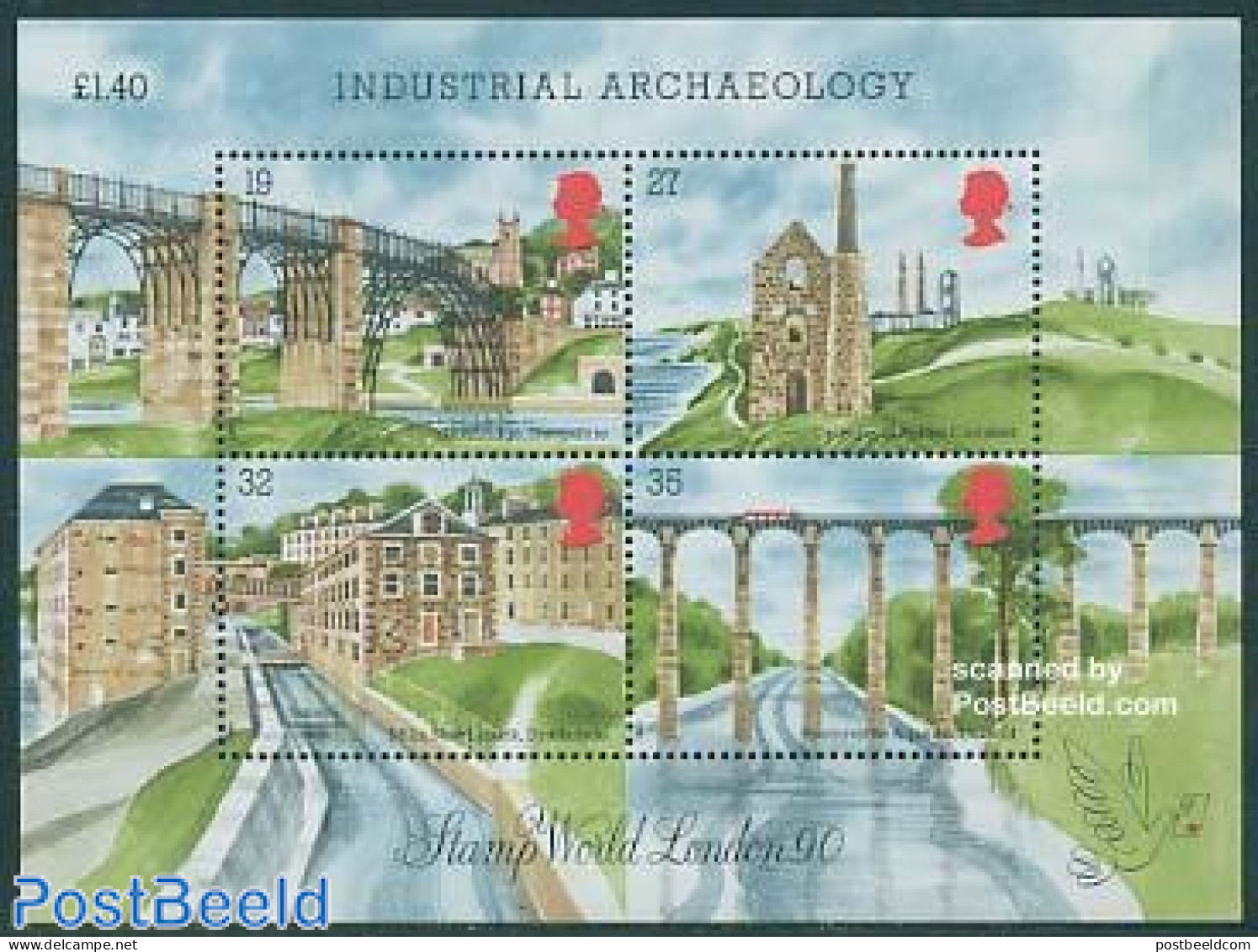 Great Britain 1989 Industrial Archeology S/s, Mint NH, Various - Industry - Mills (Wind & Water) - Art - Bridges And T.. - Unused Stamps