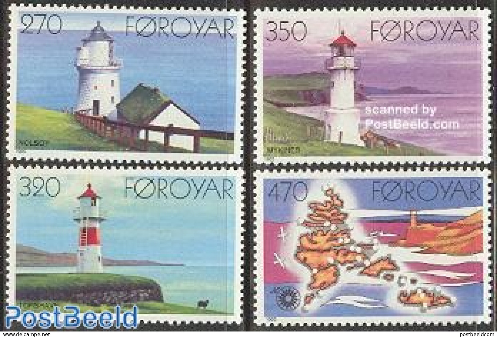 Faroe Islands 1985 Lighthouses 4v, Mint NH, Various - Lighthouses & Safety At Sea - Maps - Vuurtorens