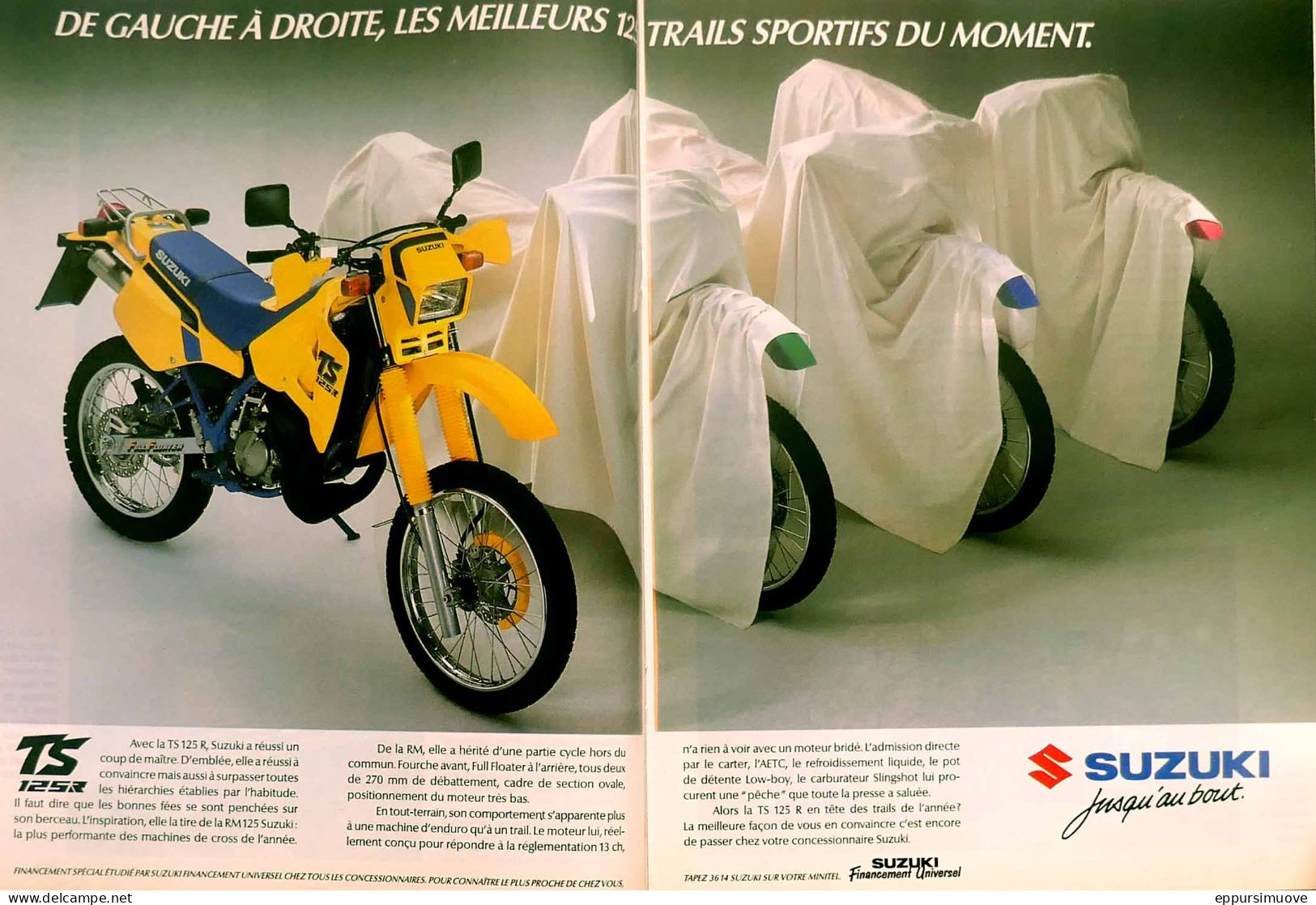 Publicité Papier 2 Pages  MOTO SUZUKI TRAIL TS 125R Décembre 1989 MJFL - Werbung