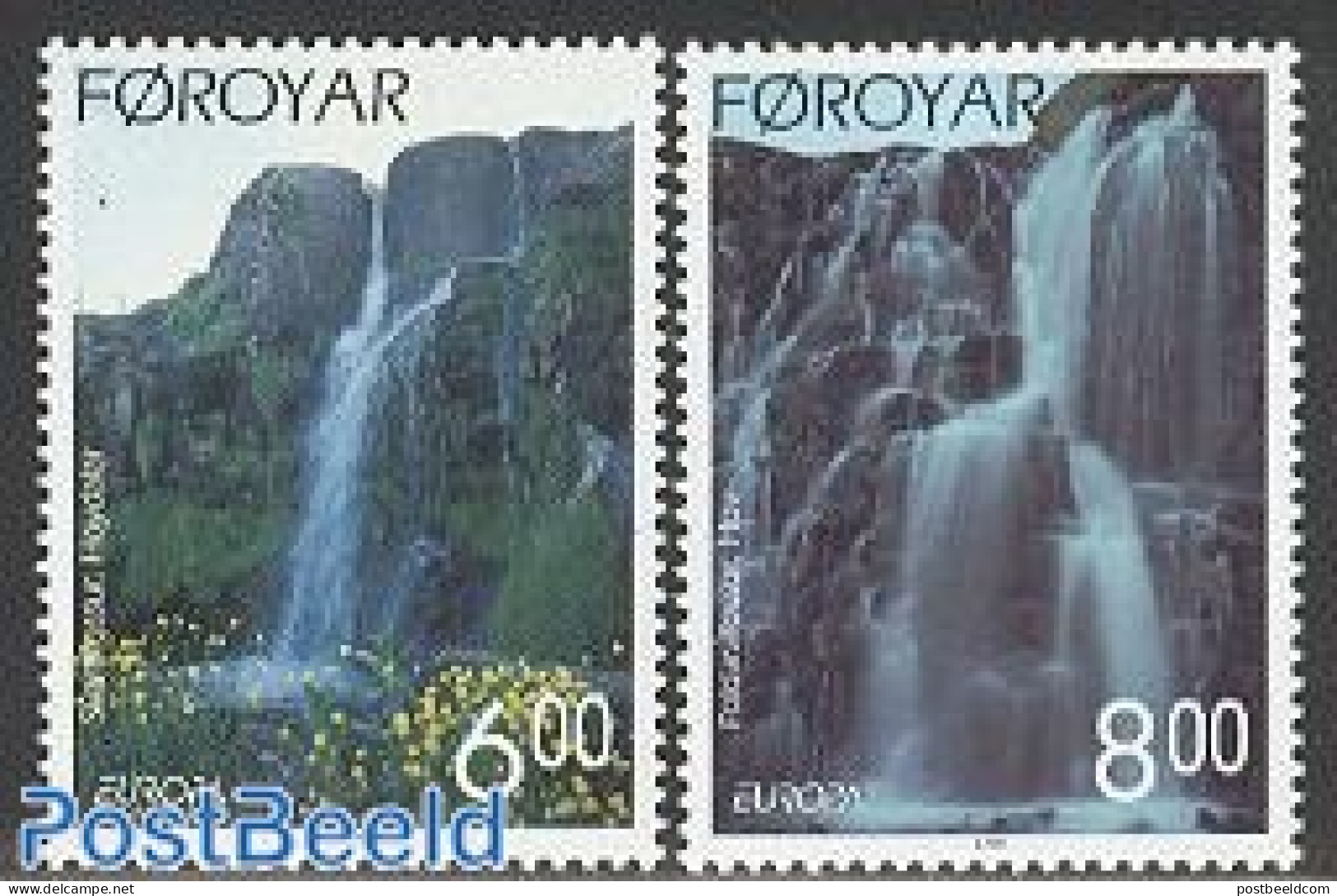 Faroe Islands 1999 Europa, Falls 2v, Mint NH, History - Nature - Europa (cept) - National Parks - Water, Dams & Falls - Natura