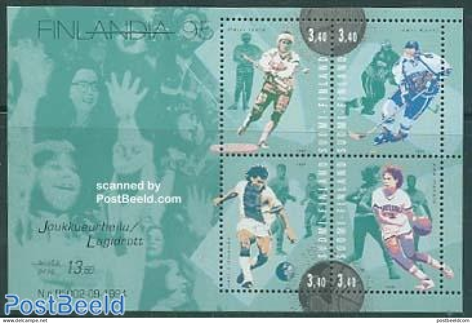 Finland 1995 Finlandia, Sport S/s, Mint NH, Sport - Baseball - Basketball - Football - Ice Hockey - Sport (other And M.. - Unused Stamps