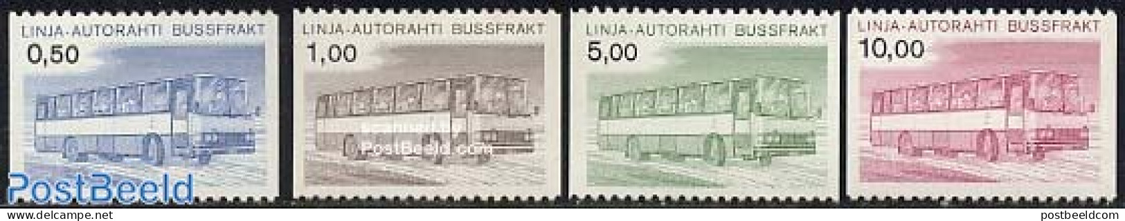 Finland 1981 Bus Parcel Stamps 4v, Mint NH, Transport - Automobiles - Ongebruikt