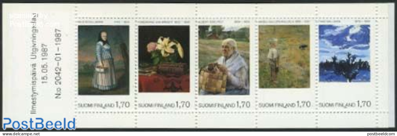 Finland 1987 Paintings 5v In Booklet, Mint NH, Stamp Booklets - Art - Paintings - Ongebruikt