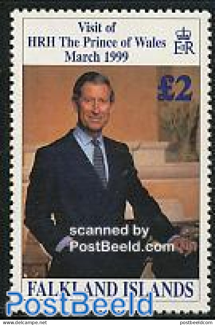 Falkland Islands 1999 Charles Visit 1v, Mint NH, History - Kings & Queens (Royalty) - Case Reali