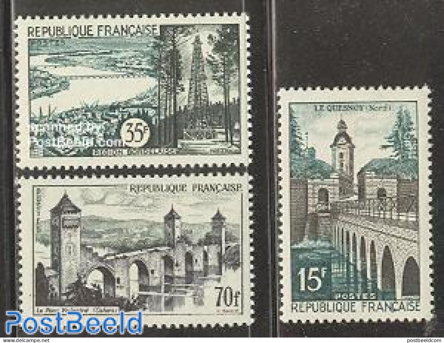 France 1957 Definitives 3v, Mint NH, Art - Bridges And Tunnels - Unused Stamps