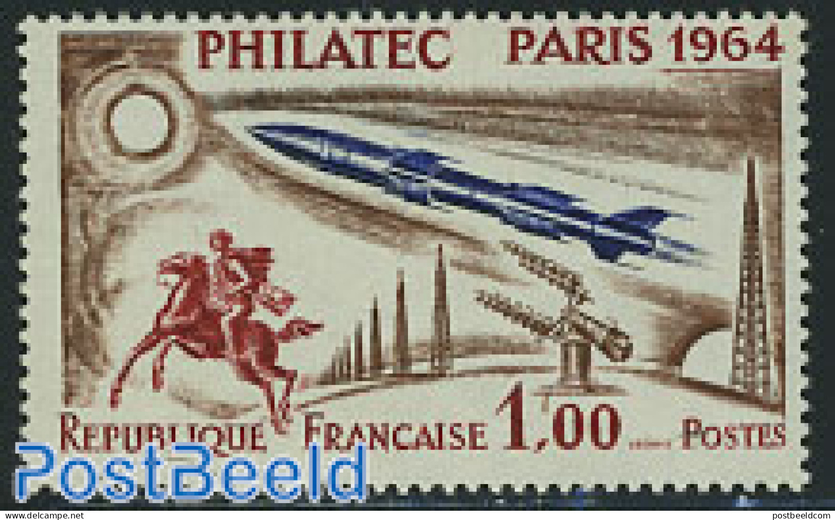 France 1964 Philatec Exposition 1v, Mint NH, Nature - Science - Transport - Horses - Telecommunication - Post - Space .. - Neufs