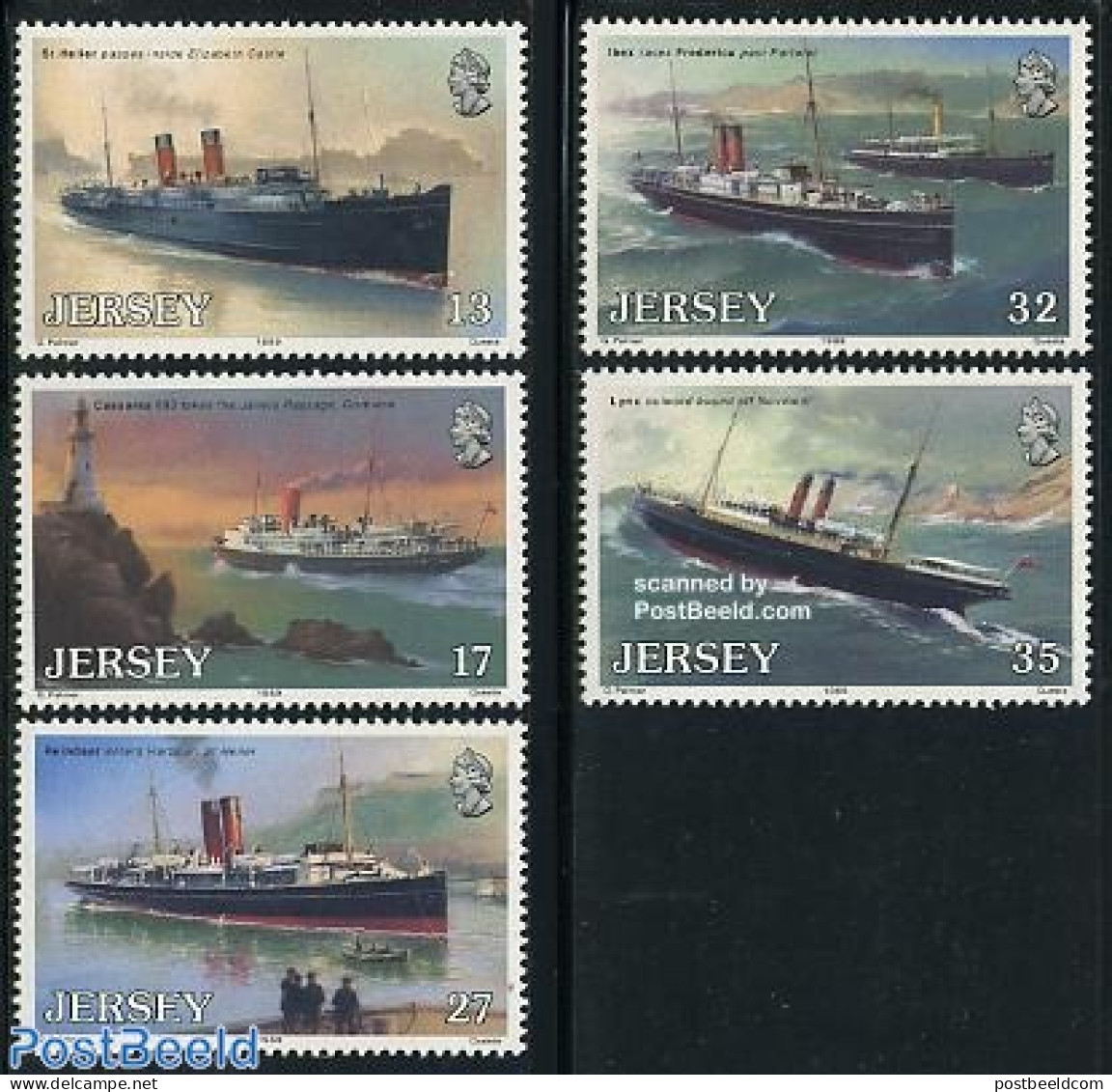 Jersey 1989 Western Railway Ships 5v, Mint NH, Transport - Various - Ships And Boats - Lighthouses & Safety At Sea - Bateaux