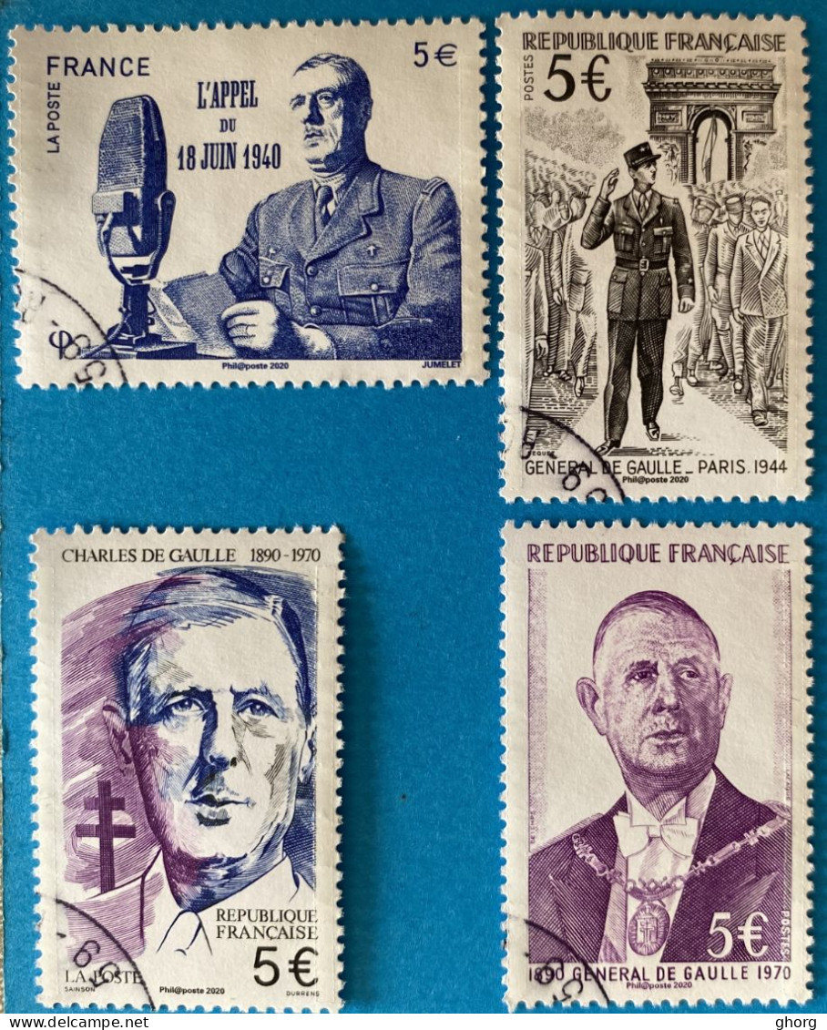 France 2020 : Cinquantenaire De La Mort De Charles De Gaulle N° 5446 à 5449 Oblitéré - Used Stamps