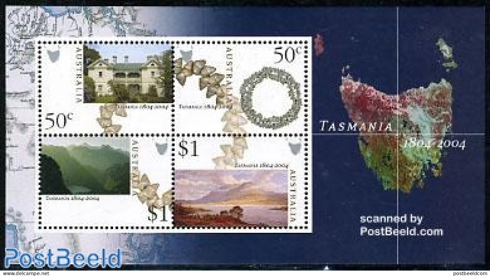 Australia 2004 Tasmania S/s, Mint NH, Nature - Various - Shells & Crustaceans - Maps - Unused Stamps